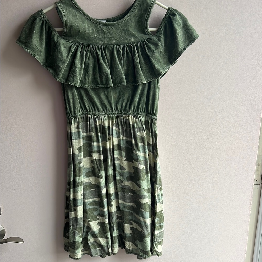 Stylish Green Camo Kids Dress